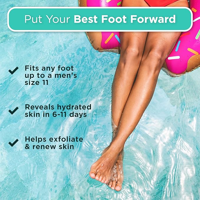 DERMORA Foot Peel Mask | Skin Exfoliating Foot Masks for Dry, Cracked Feet & Callus Removal | Dead Skin Exfoliator for Baby Soft Feet | Pack of 2 | Regular (Fits up to Men 10 / Women 11) | Tea Tree