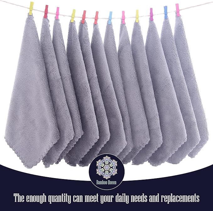 16 Pack Baby Washcloths - Luxury Coral Fleece - Extra Absorbent and Soft Wash Clothes for Newborn, Infants and Toddlers - Suitable for Sensitive Skin and New Born - Baby Shower - Light Grey,10x10 Inch