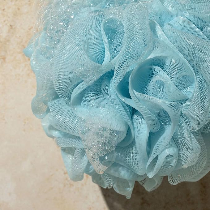 EcoTools EcoPouf 3 Pack Bath Sponge Set, Soft Recycled Netting Shower Poufs for Gentle Exfoliating & Daily Body Cleansing, Rich Lather Loofah Sponges, Vegan & Cruelty-Free