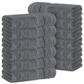 White Classic Luxury Cotton Washcloths 13x13 Inch - 650 GSM Turkish Cotton | Hotel, Spa, Bathroom Face Towel | 12 Pack, Dark Gray