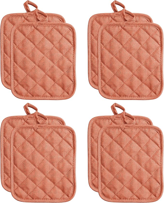 American Linen 8-Pack Heat Resistant Pot Holders & Hot Pads (Coral, 8 Pack)