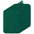 GROBRO7 5Pack Pocket Pot Holders Cotton Heat Resistant Potholder Multipurpose Hot Pads Machine Washable Oven Mitts Heat Pads for Daily Kitchen Baking and Cooking 8.9 x 6.9 in Dark Green