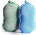 BabaMate Baby Bath Sponge - Ultra Soft Baby Sponge for Bathing - Kids Bath Sponges for Infants, Toddler Bath Time, 2 Count (1 Pack) - Green Blue