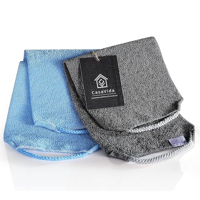 CASAVIDA Back Scrubber for Shower, 2 Pack, Blue + Charcoal Gray