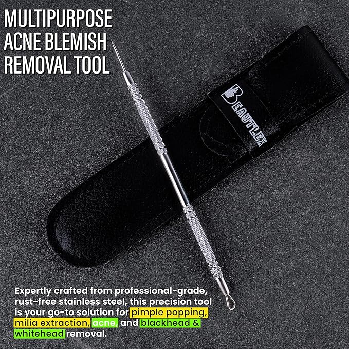 Blackhead Remover Tool and Comedone Extractor Tool. Double Ended Loop & Sharp Pimple Extractor. Stainless Steel Professional Blemish Extractor Tool for Acne