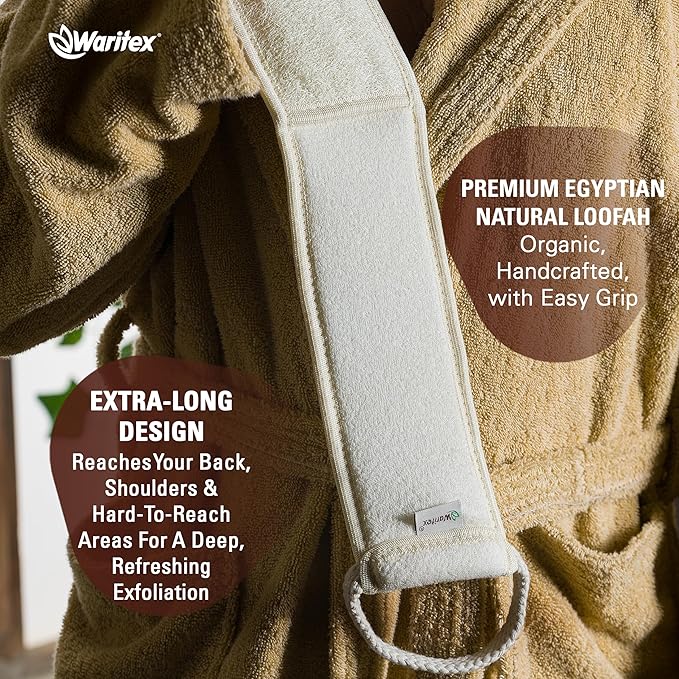 Waritex Organic Egyptian Extra-Long Loofah Exfoliating Back Scrubber
