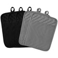 GROBRO7 5Pack Pot Holders for Kitchen Heat Resistant Cotton Potholder Multipurpose Hot Pad Machine Washable Oven Mitts with Pocket Potholders for Baking and Cooking 8.9 x 6.9 in Gray Black