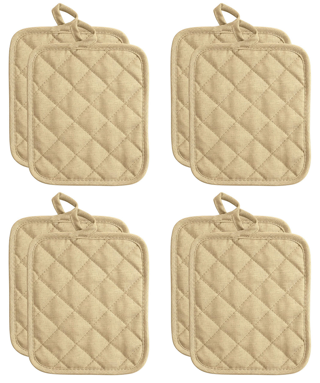 American Linen 8-Pack Heat Resistant Pot Holders & Hot Pads (Sand, 8 Pack)