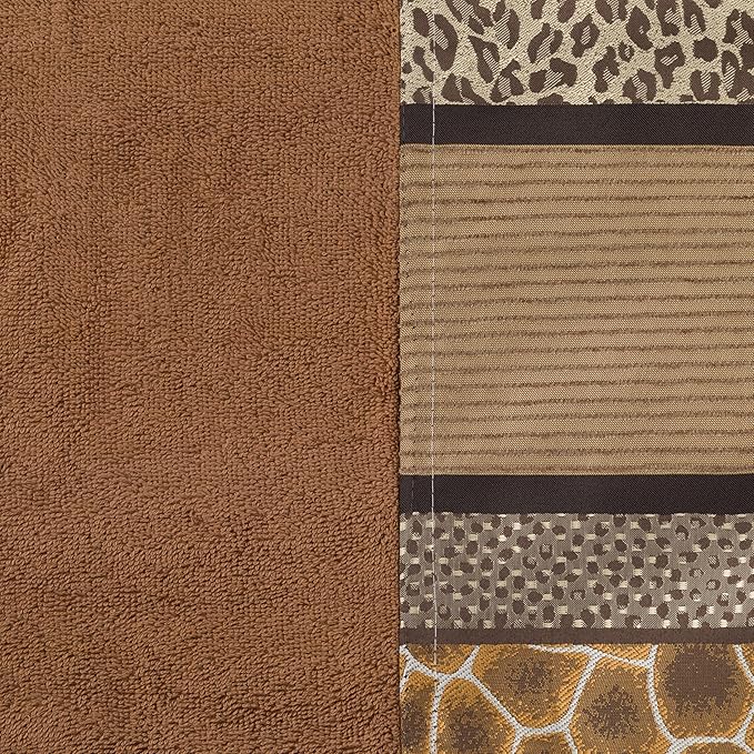 Zahari Home Safari Stripes Animal Bathroom Towel Set - 3 Piece Towel Set, Leopard and Cheetah Design with Zebra and Tiger Patterns