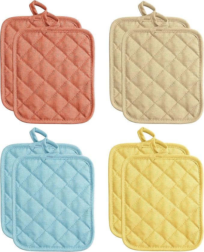 American Linen 8-Pack Heat Resistant Pot Holders & Hot Pads(Multi, 8 Pack)