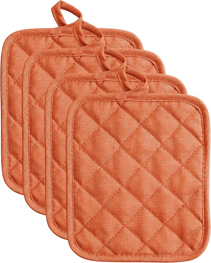 American Linen 8-Pack Heat Resistant Pot Holders & Hot Pads (Coral, 4 Pack)