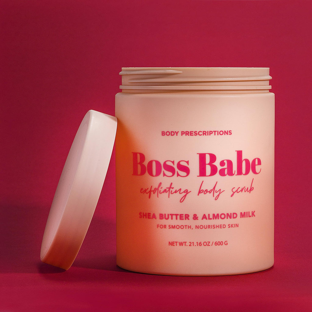 Body Prescriptions Exfoliating Body Scrub – Body Cleanser for Nourished, Ultra-Smooth Skin, Shea Butter and Almond Milk